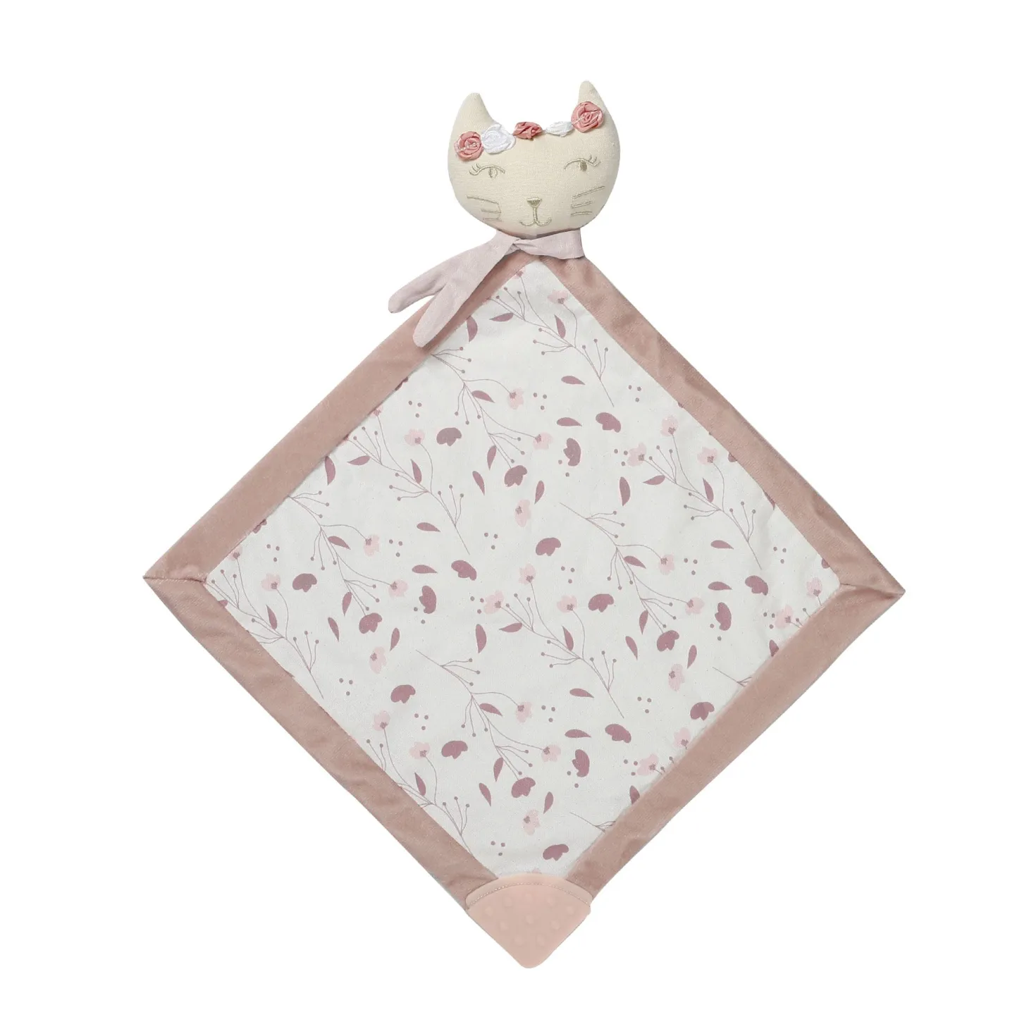 Trois Kilos Sept DOUDOU CHAT - COIN DE DENTITION Rose Et Lili 30 cm