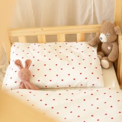 Trois Kilos Sept Housse De Couette Et Taie Oreiller Blanc / Rouge