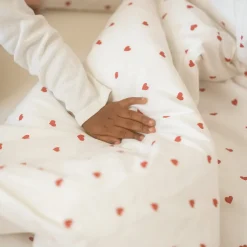 Trois Kilos Sept Housse De Couette Et Taie Oreiller Blanc / Rouge