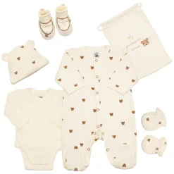 Trois Kilos Sept                    Kit Naissance 6 Pièces Moka    Beige