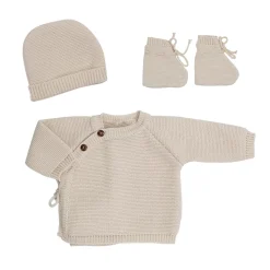 Trois Kilos Sept                    Lot Brassière + Bonnet + Chaussons    Sable            0-1 mois