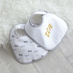 Trois Kilos Sept Lot de 7 Bavoirs Naissance Gris 0-6 mois