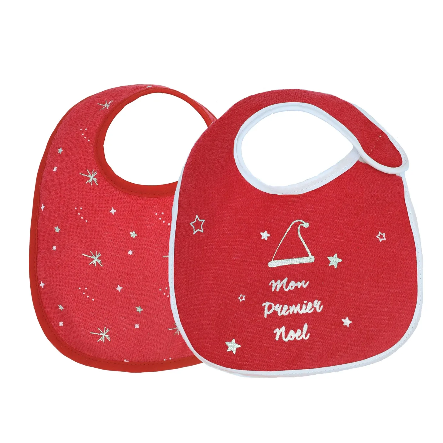 Trois Kilos Sept Lot de 2 Bavoirs Naissance Noël Rouge 0-6 mois