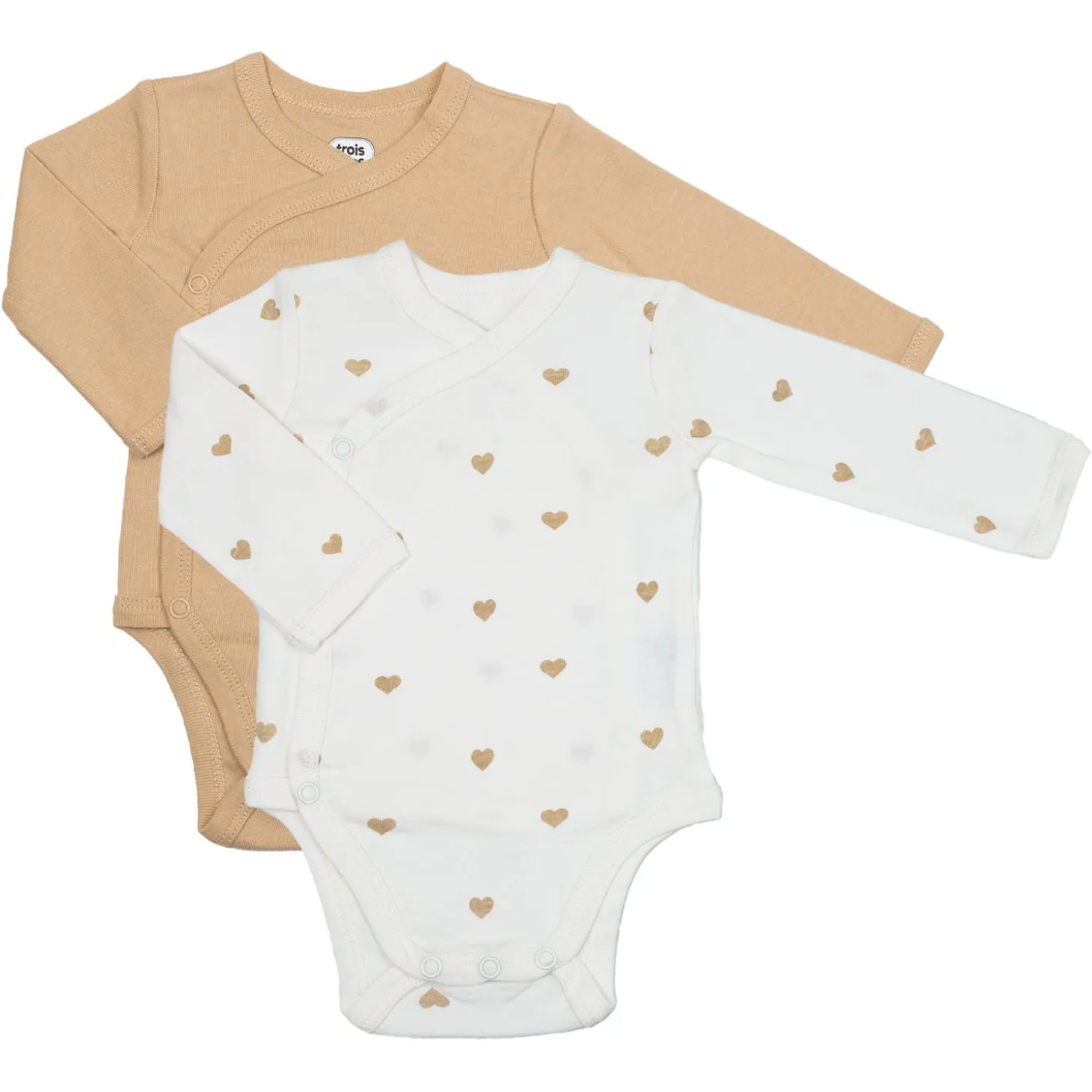 Trois Kilos Sept Lot de 2 Bodies Cœurs Beige