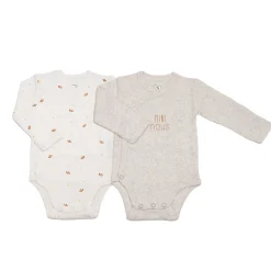 Trois Kilos Sept Lot de 2 body mini nous Beige Prématuré