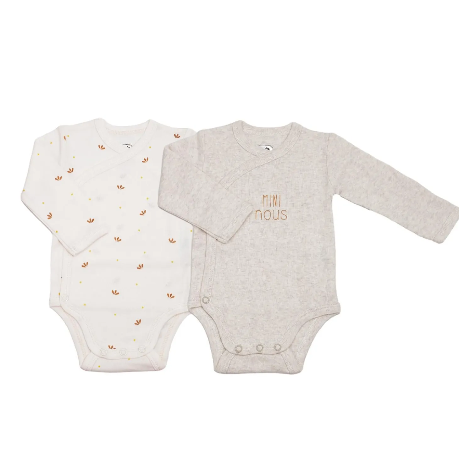 Trois Kilos Sept Lot de 2 body mini nous Beige Prématuré