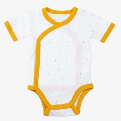 Trois Kilos Sept Lot de 2 bodys manches courtes Alphabet Moutarde Naissance