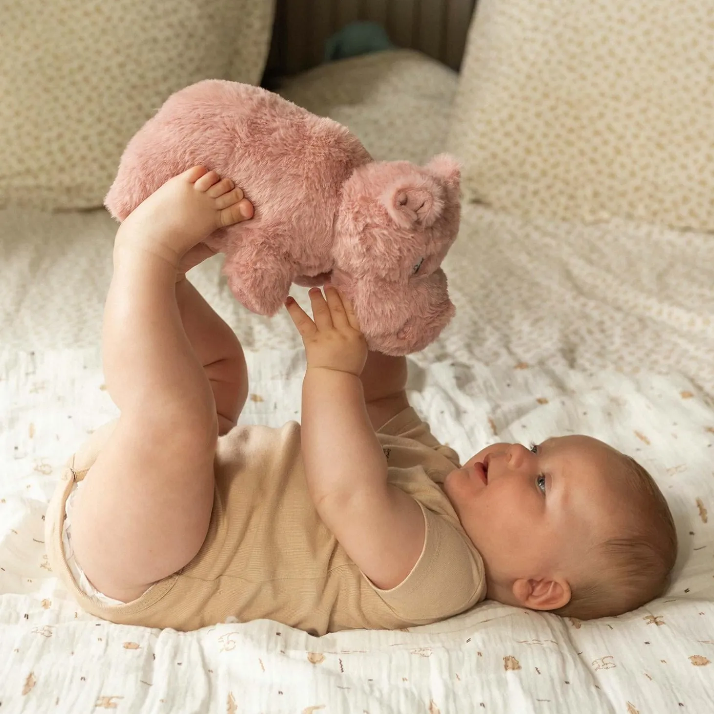 Trois Kilos Sept Peluche musicale Hipppo Vieux Rose