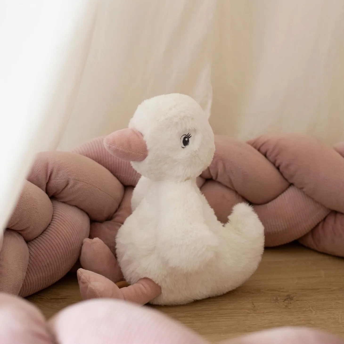 Trois Kilos Sept Peluche musicale Oie Ecru / Vieux Rose