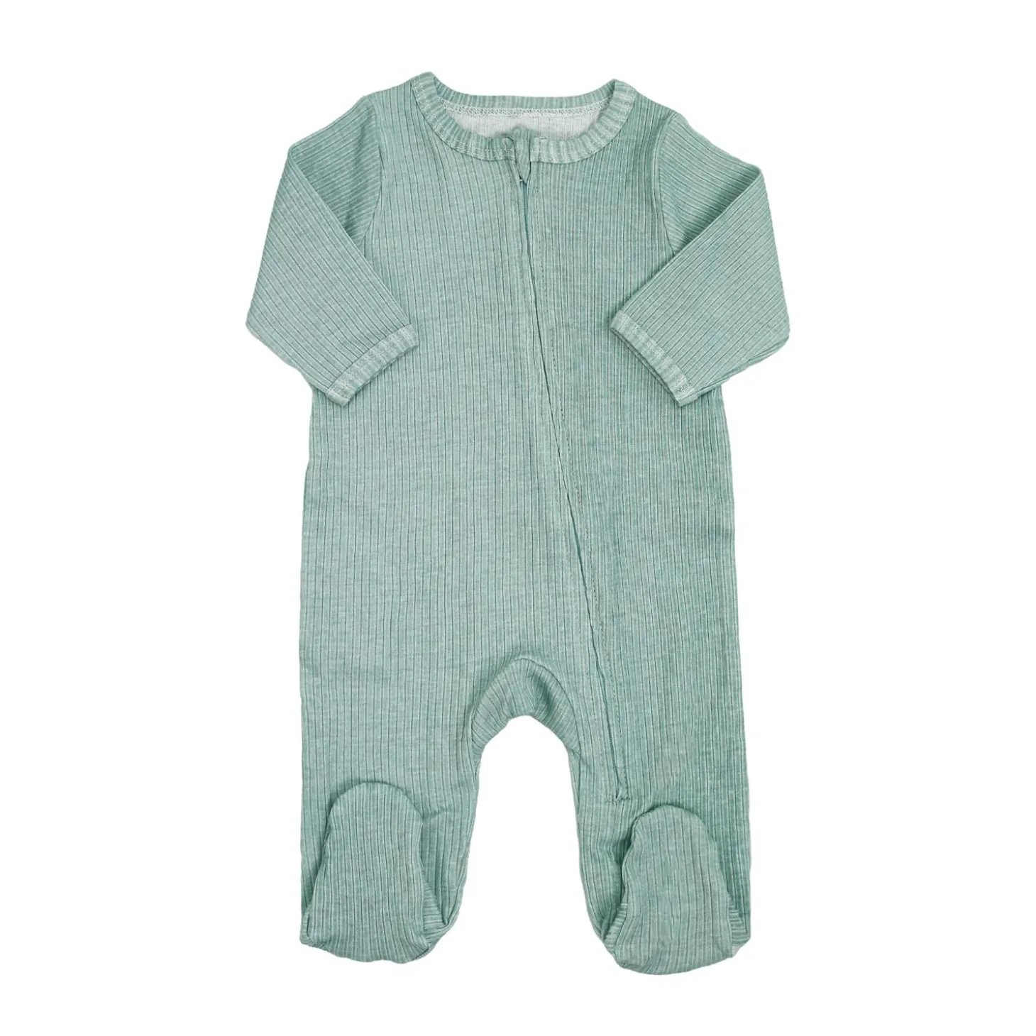Trois Kilos Sept Pyjama Coton Zip Vert Sauge
