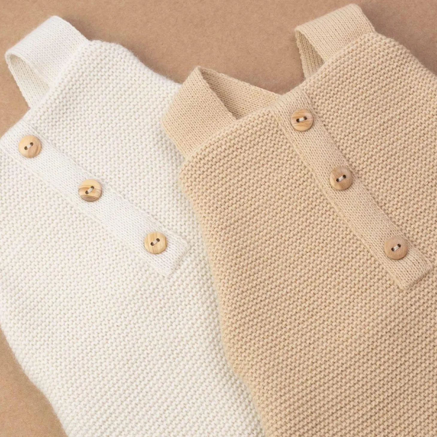 Trois Kilos Sept Salopette Maille Sable 1-3 mois