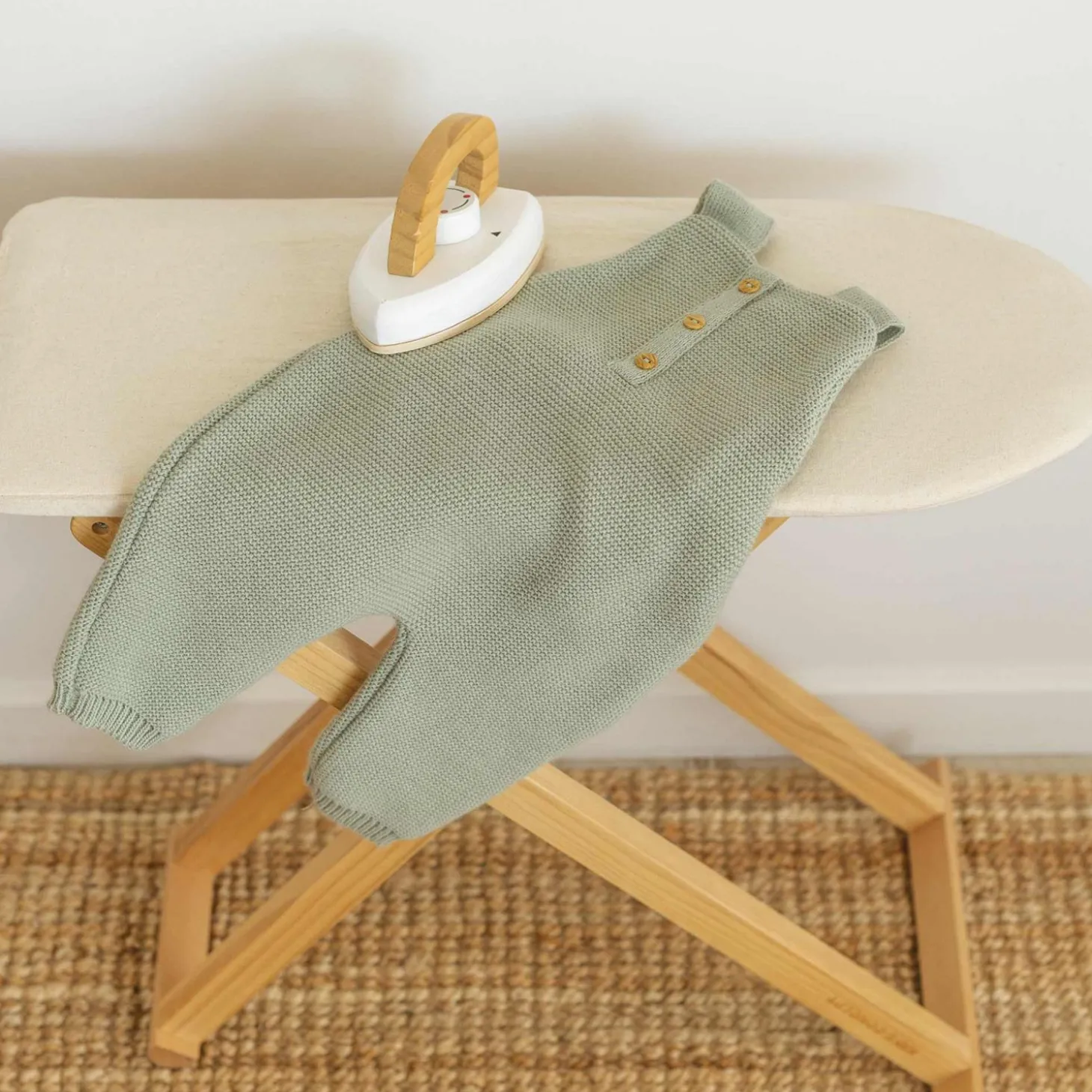 Trois Kilos Sept Salopette Maille Vert Olive 1-3 mois