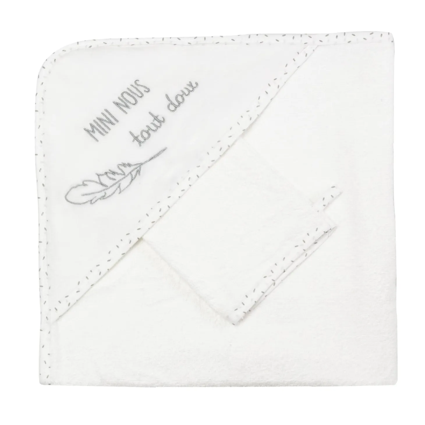 Trois Kilos Sept Set de Bain Mini Nous Blanc 70x70 cm