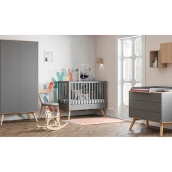 Vox Armoire 2 portes Nature baby Graphite/Bois