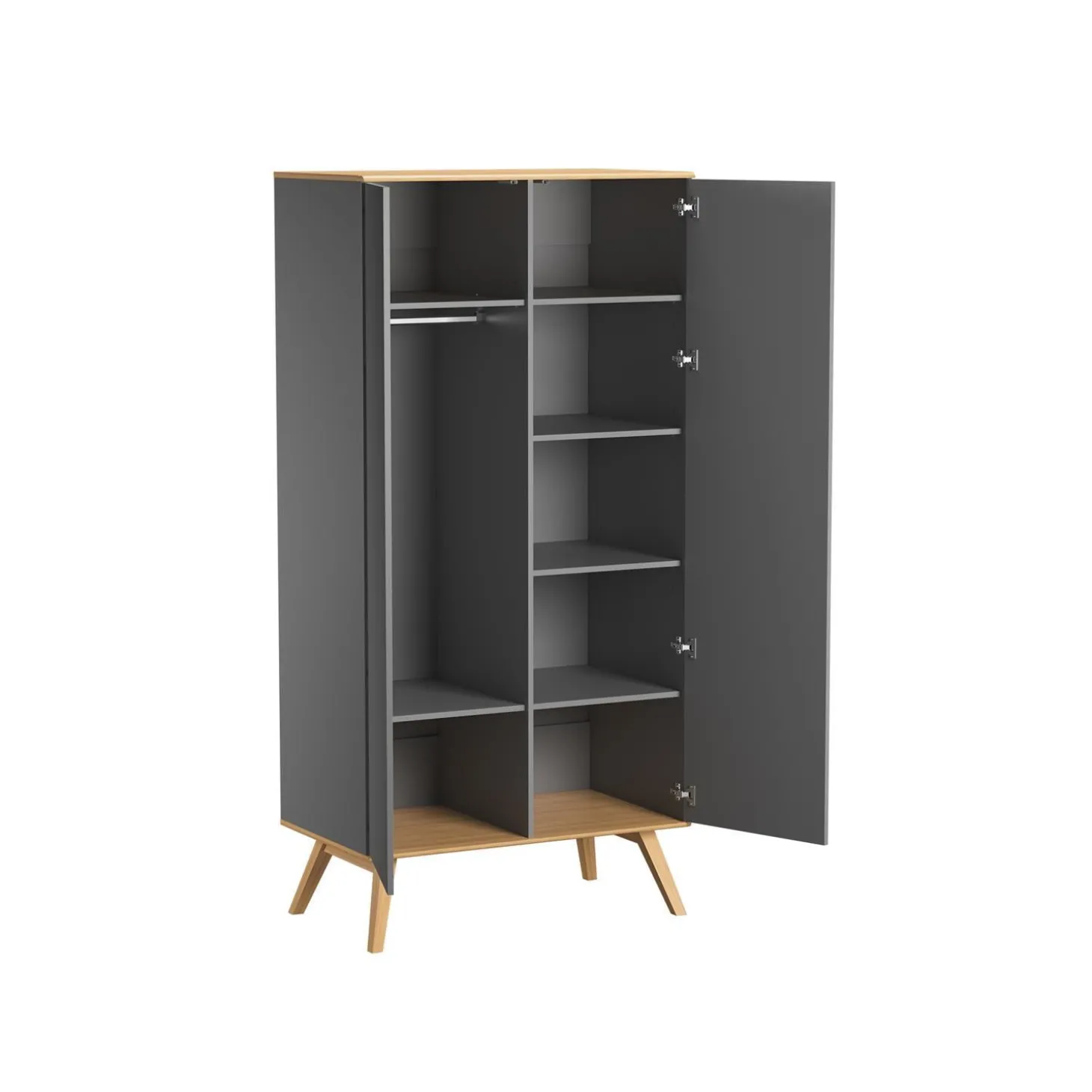 Vox Armoire 2 portes Nature baby Graphite/Bois