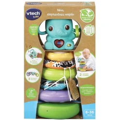 VTech Baby Eléphanteau empilo 3 en 1 Nino en plastique bio sourcé