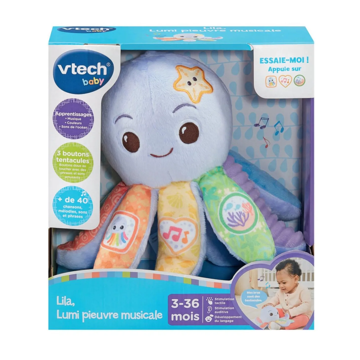 VTech Baby Peluche musicale Lila lumi pieuvre Violet