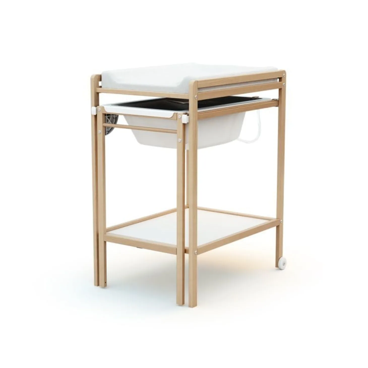 Webaby Table à langer avec baignoire Essentiel Hêtre Verni