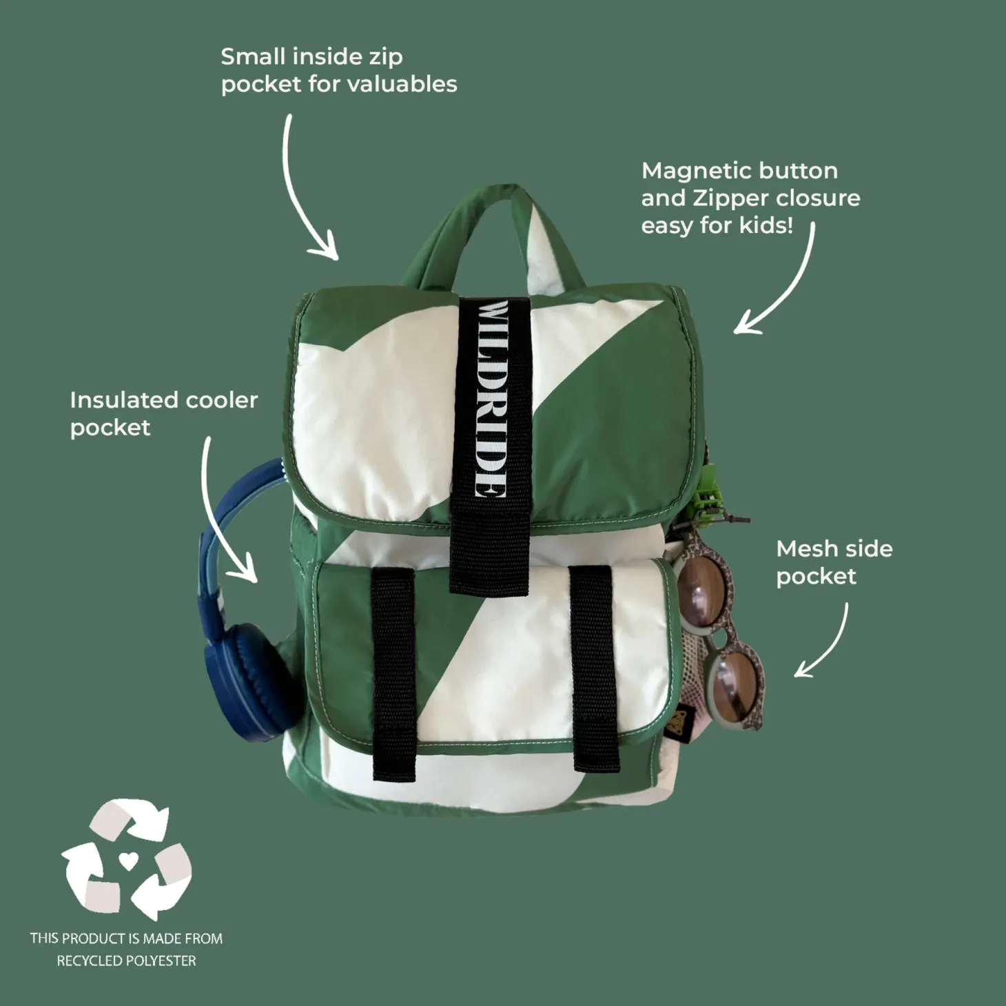 WILDRIDE Sac à dos Enfant Green Graphic