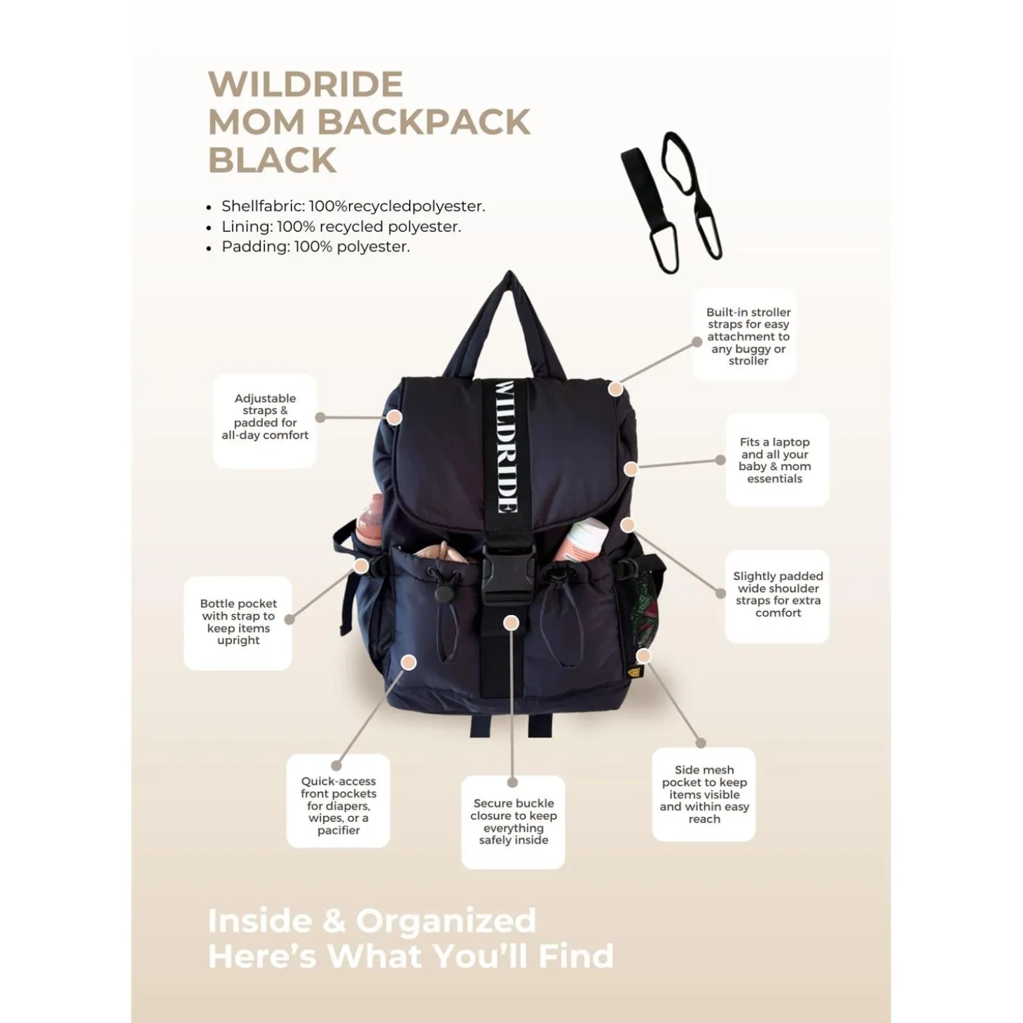 WILDRIDE Sac à dos à langer Adulte Black