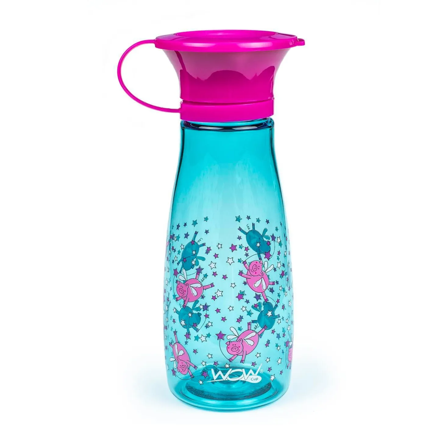 Wowcup Gourde 360 ° enfant avec couvercle Cochons 350 ml
