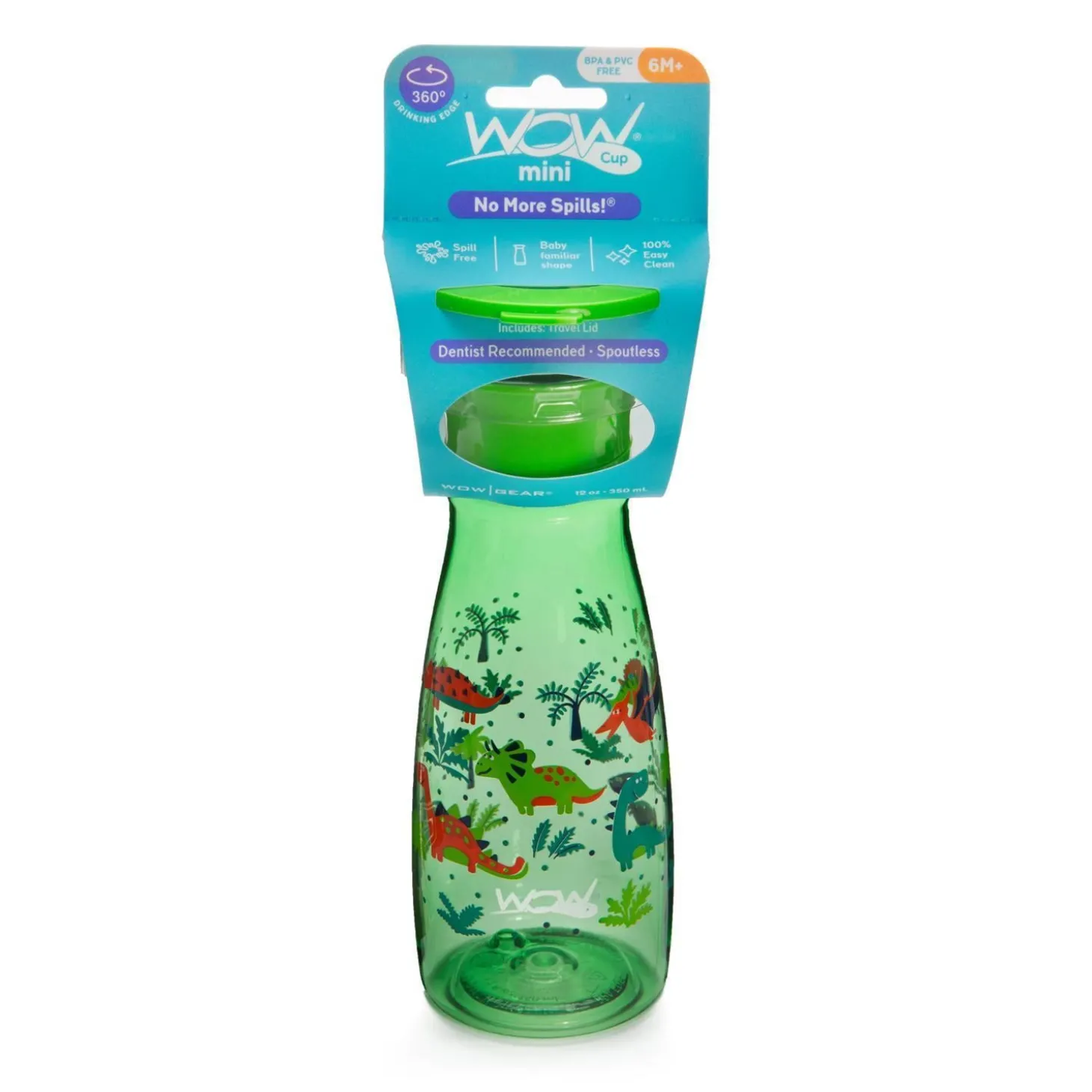 Wowcup Gourde 360 ° enfant avec couvercle Dinosaures 350 ml
