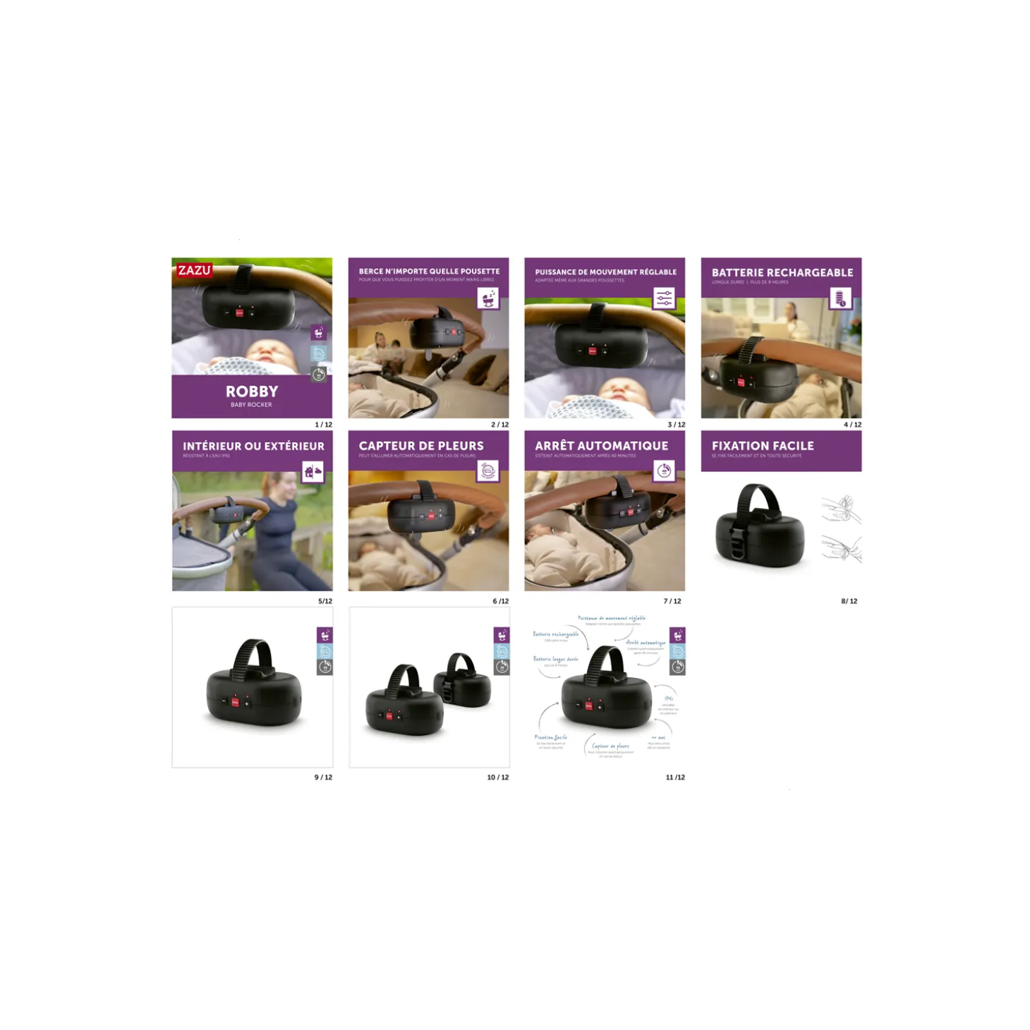 Zazu Berceur automatique Robby the Rocker Noir
