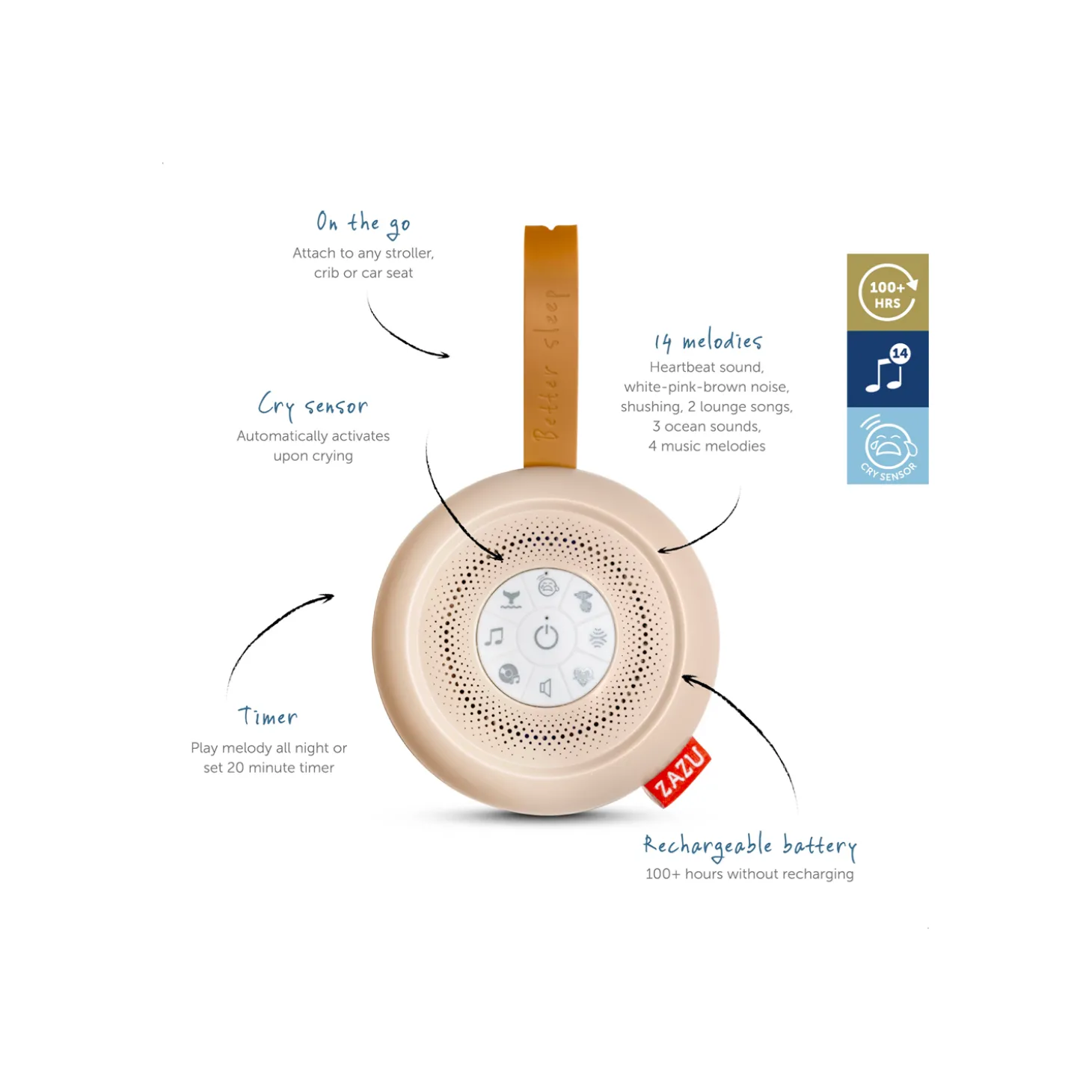 Zazu Veilleuse Suzy Deluxe Module à sons apaisant Multicolore